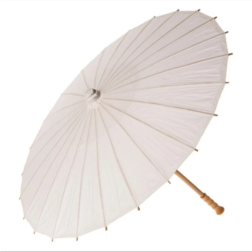 Elegant White Parasol Umbrella x5